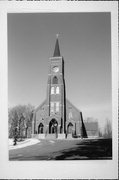 500 CHURCH LN, a Late Gothic Revival church, built in Hatley, Wisconsin in 1913.