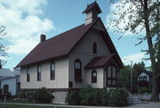 423 Chicago St, a Early Gothic Revival church, built in Oconto, Wisconsin in 1886.