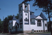 403 E JEFFERSON ST, a Queen Anne church, built in Viroqua, Wisconsin in 1897.