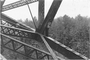 MENOMINEE RIVER, a Astylistic Utilitarian Building deck truss bridge, built in Niagara, Wisconsin in 1902.