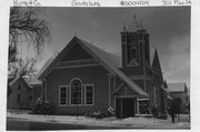 301 PINE ST, a Queen Anne church, built in Grantsburg, Wisconsin in 1898.