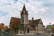 120 W PLEASANT ST, a Queen Anne church, built in Portage, Wisconsin in 1893.