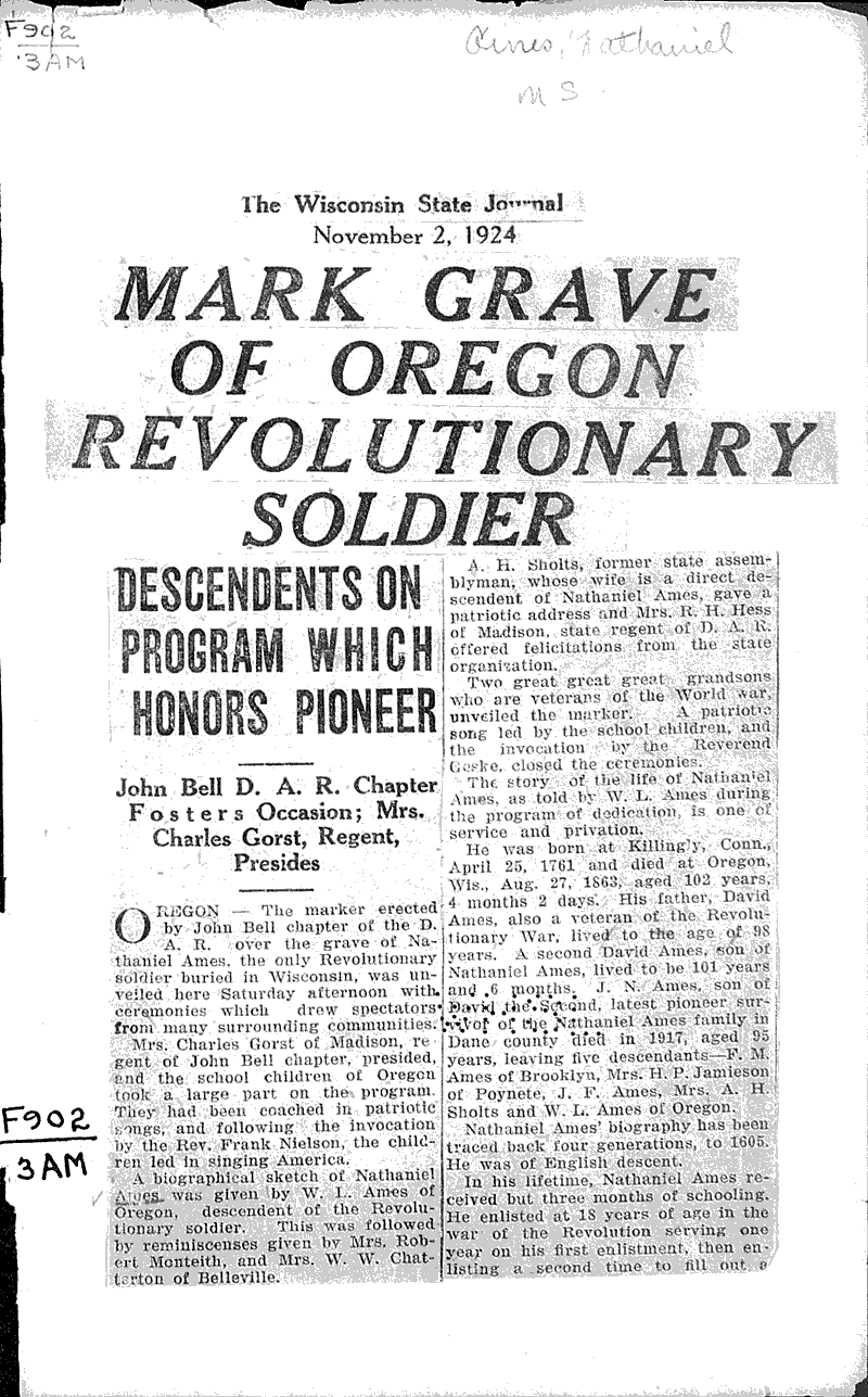  Source: Wisconsin State Journal Topics: Wars Date: 1924-11-02