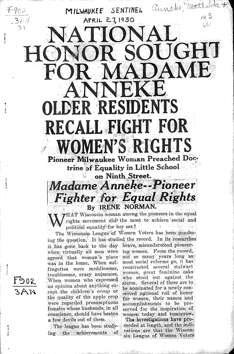  Source: Milwaukee Sentinel Topics: Social and Political Movements Date: 1930-04-27