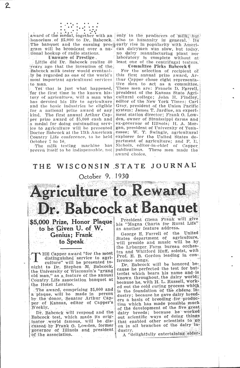  Source: Wisconsin State Journal Topics: Agriculture Date: 1930-10-09