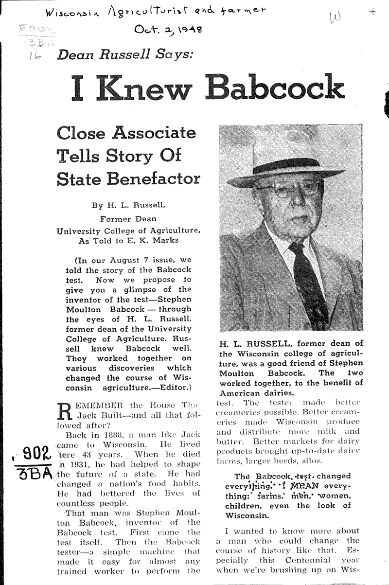  Source: Wisconsin Agriculturist and Farmer Topics: Agriculture Date: 1948-10-02
