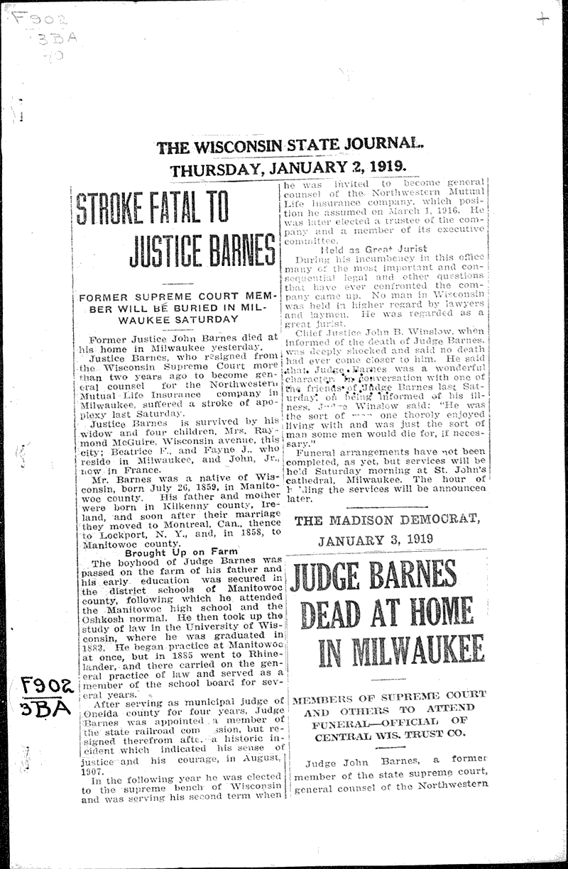  Source: Wisconsin State Journal Date: 1919-01-02