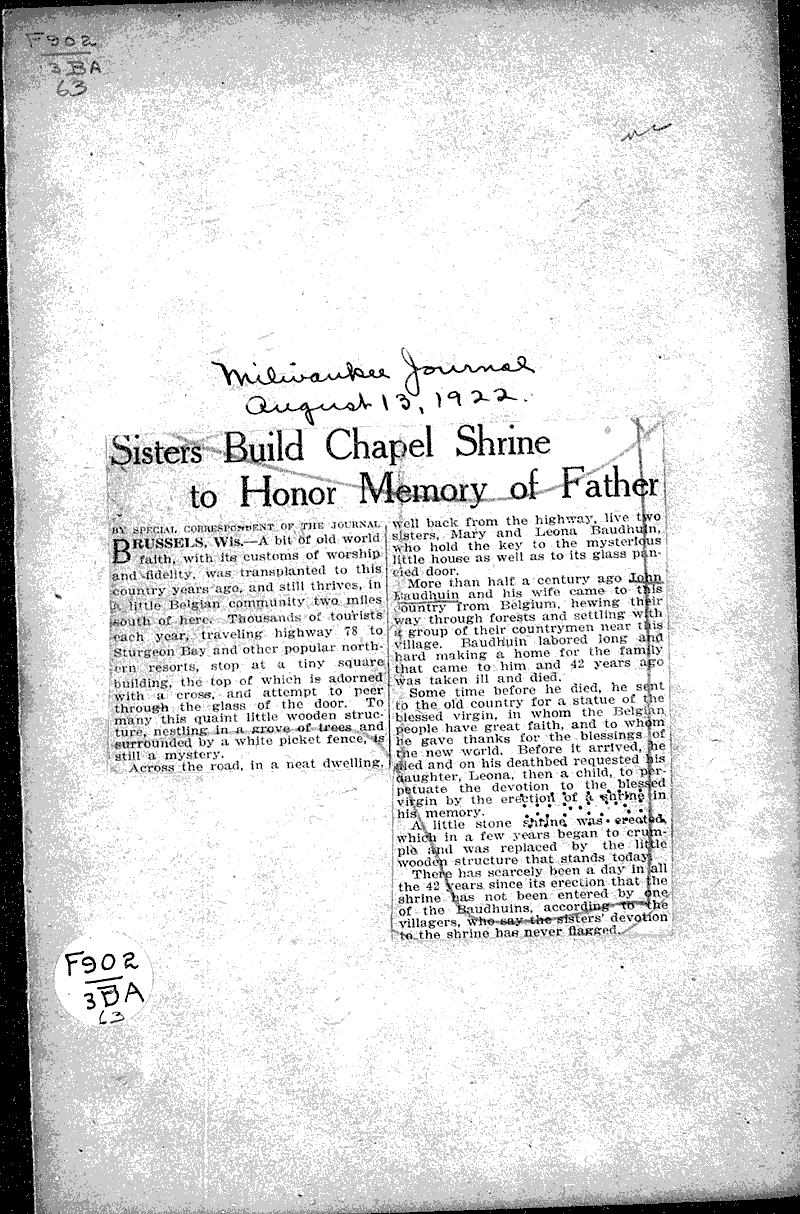  Source: Milwaukee Journal Topics: Immigrants Date: 1922-08-13