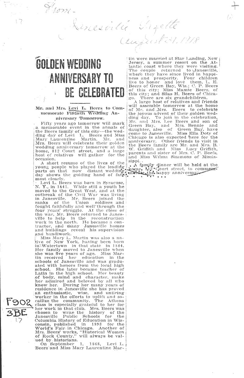  Source: Janesville Daily Gazette Date: 1918-08-31