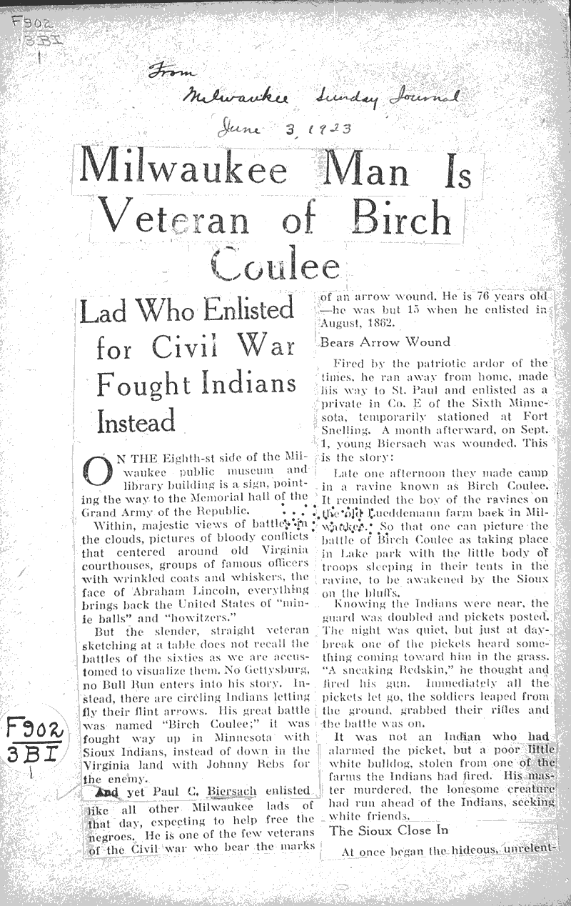  Source: Milwaukee Journal Topics: Wars Date: 1923-06-03