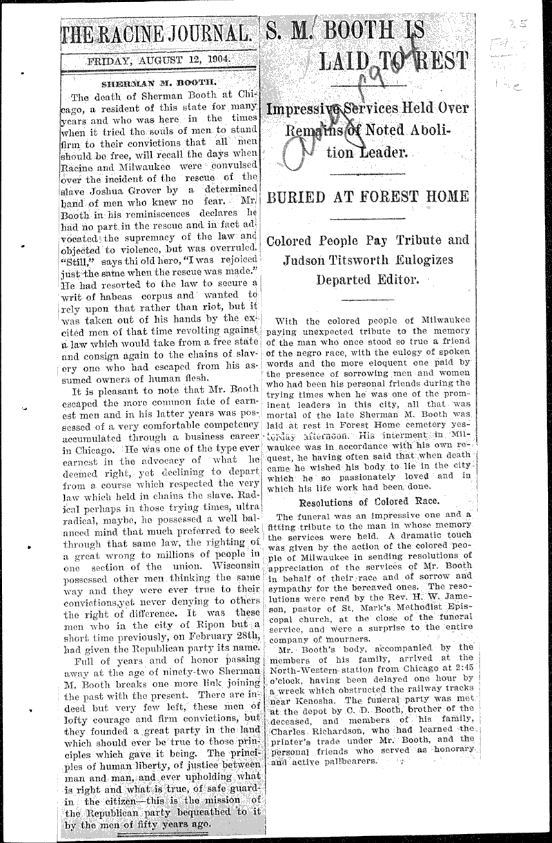  Source: Racine Journal Topics: Social and Political Movements Date: 1904-08-12