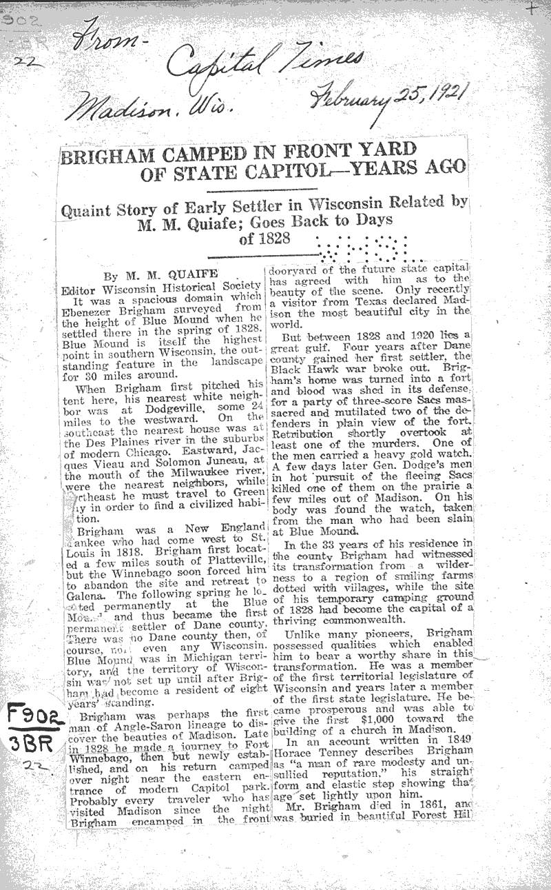  Source: Capital Times Date: 1921-02-25