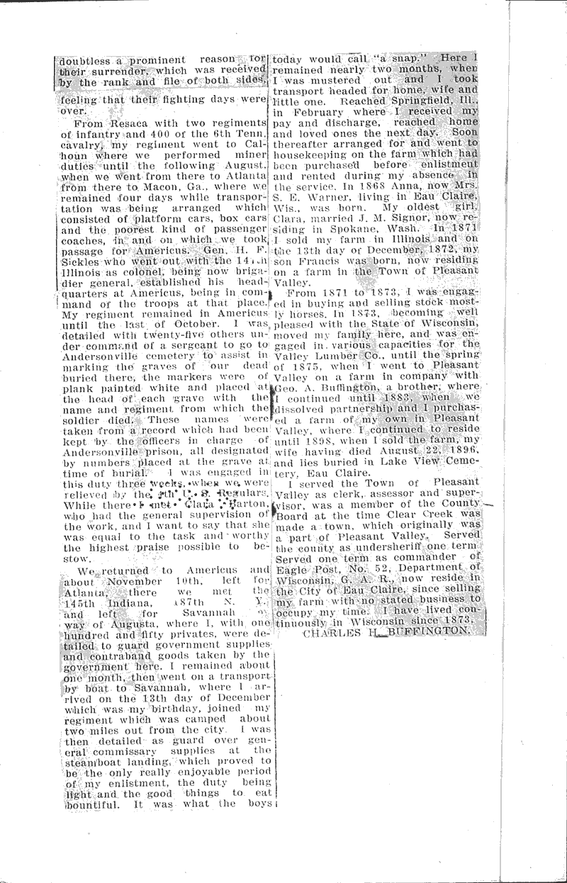  Source: Eau Claire Telegram Topics: Civil War Date: 1913-06-05