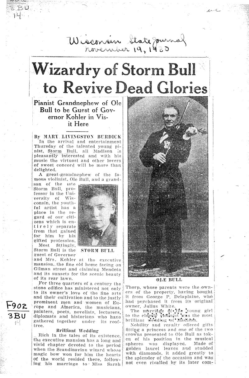  Source: Wisconsin State Journal Topics: Art and Music Date: 1930-11-19