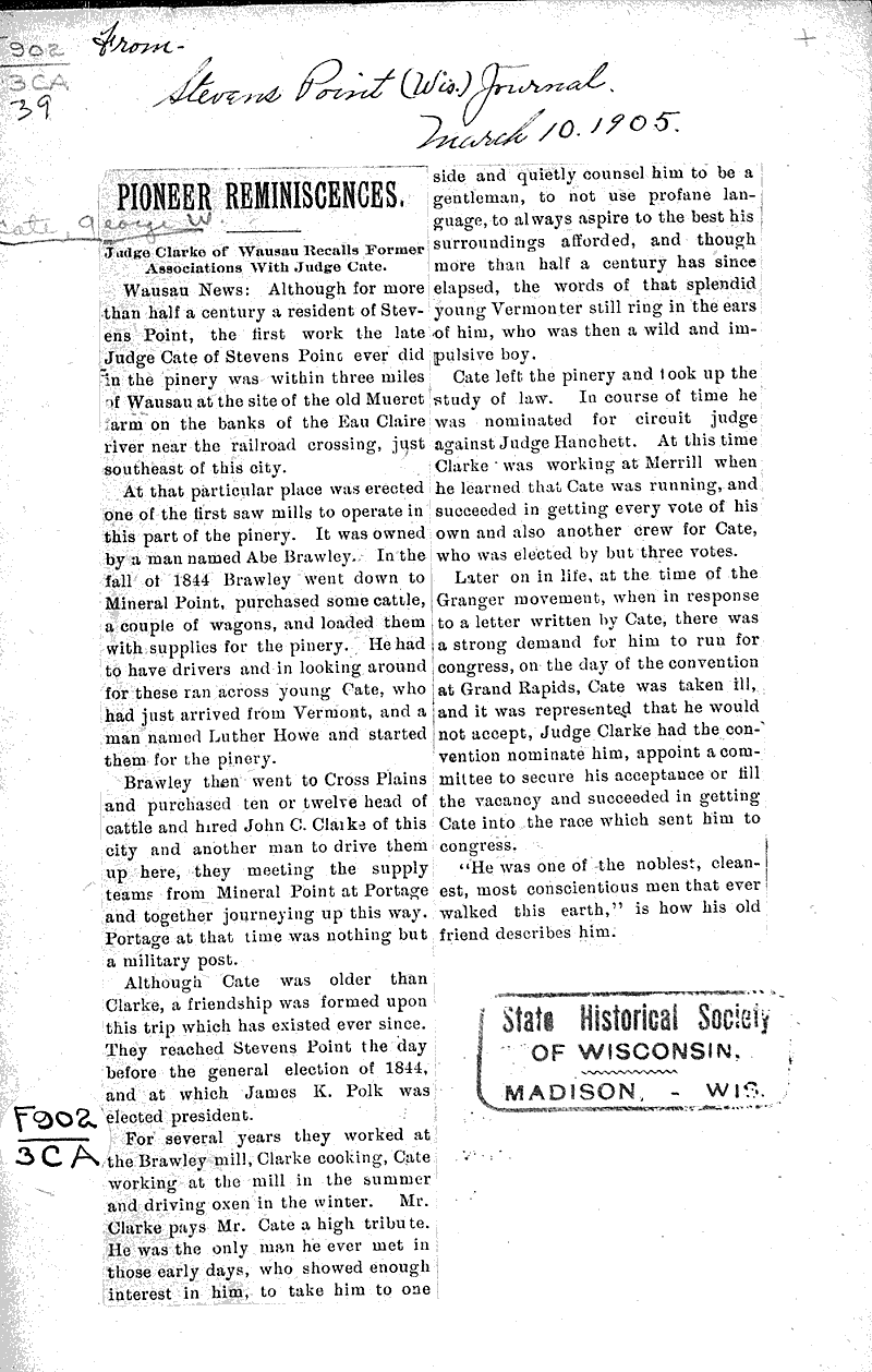  Source: Stevens Point Journal Date: 1905-03-10