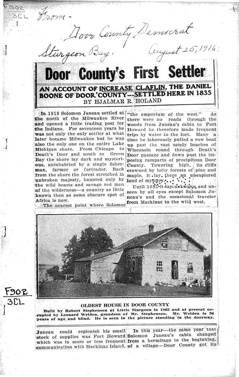 Source: Door County Democrat Date: 1916-08-25