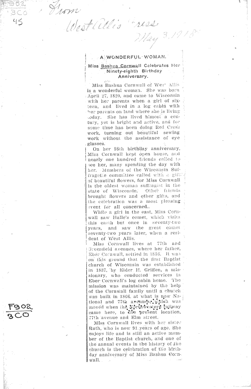  Source: West Allis Press Date: 1918-05-03