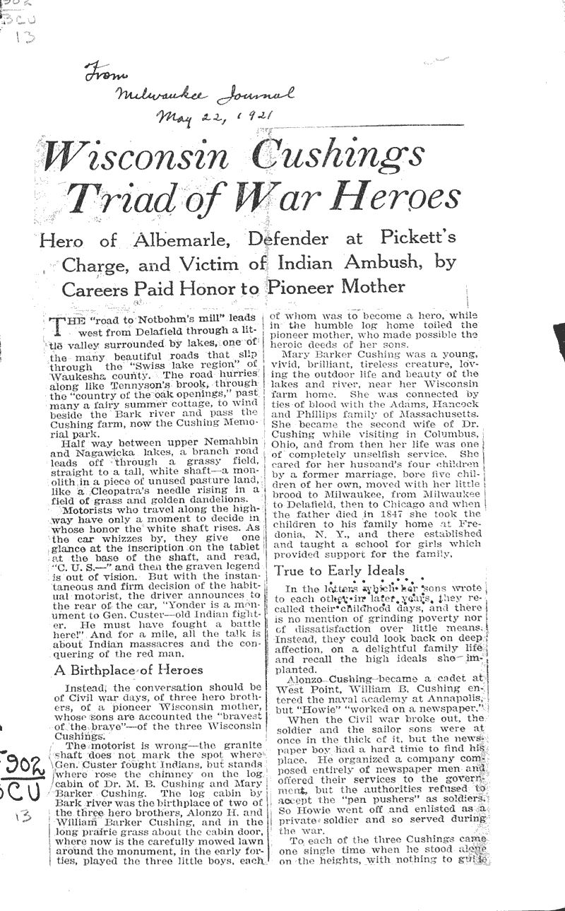  Source: Milwaukee Journal Topics: Wars Date: 1921-05-22