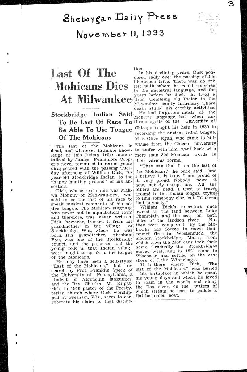  Source: Milwaukee Journal Topics: Indians and Native Peoples Date: 1933-11-08