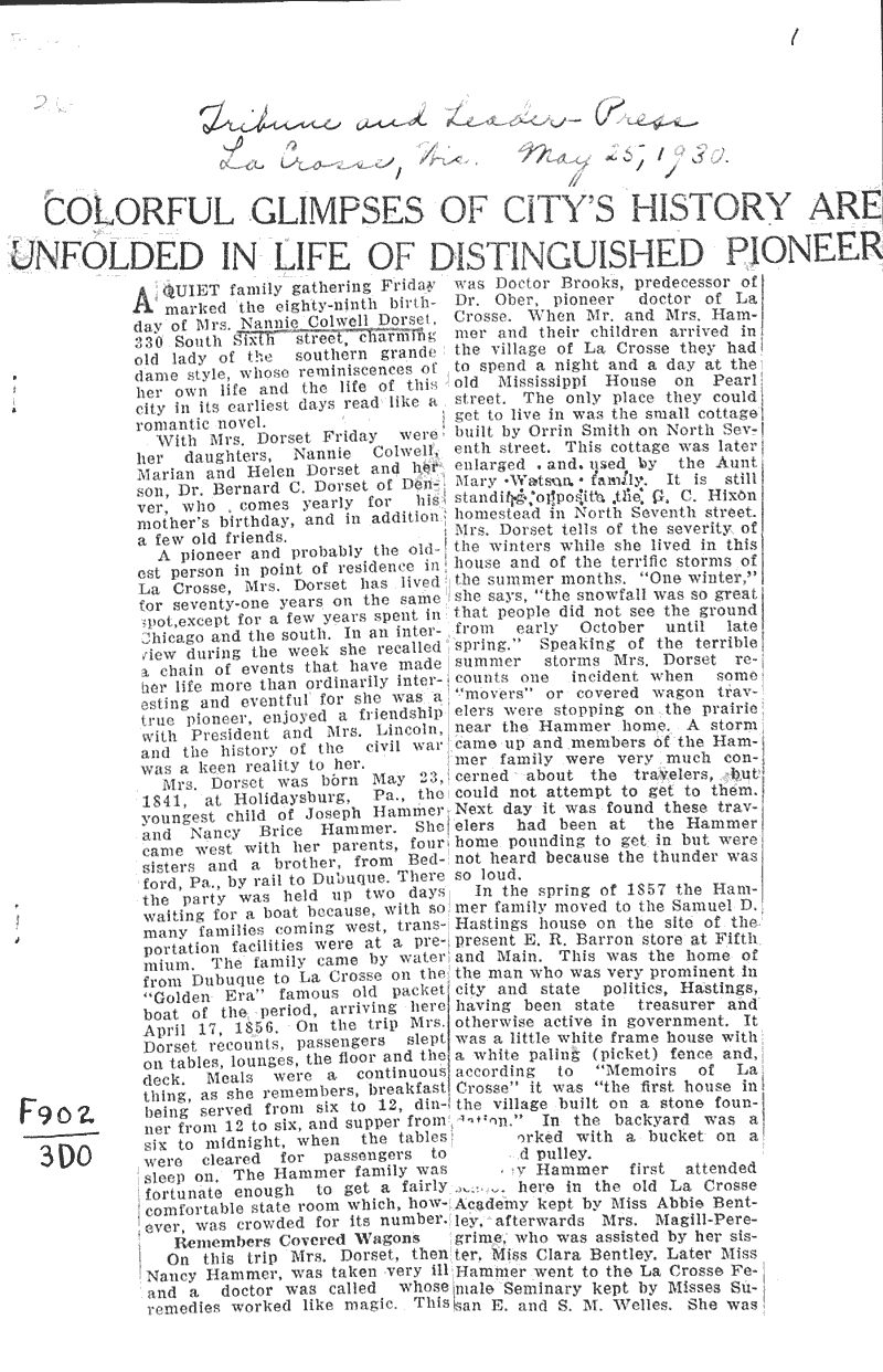  Source: La Crosse Tribune and Leader-Press Date: 1930-05-25