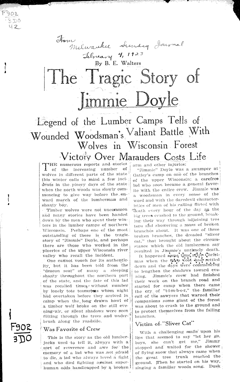  Source: Milwaukee Sunday Journal Date: 1923-02-04