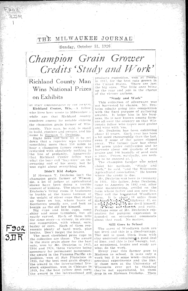  Source: Milwaukee Journal Date: 1926-10-31