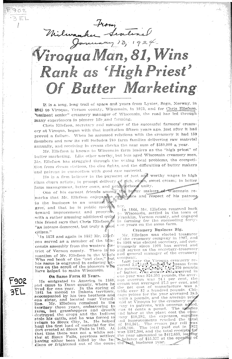  Source: Milwaukee Sentinel Date: 1924-01-13