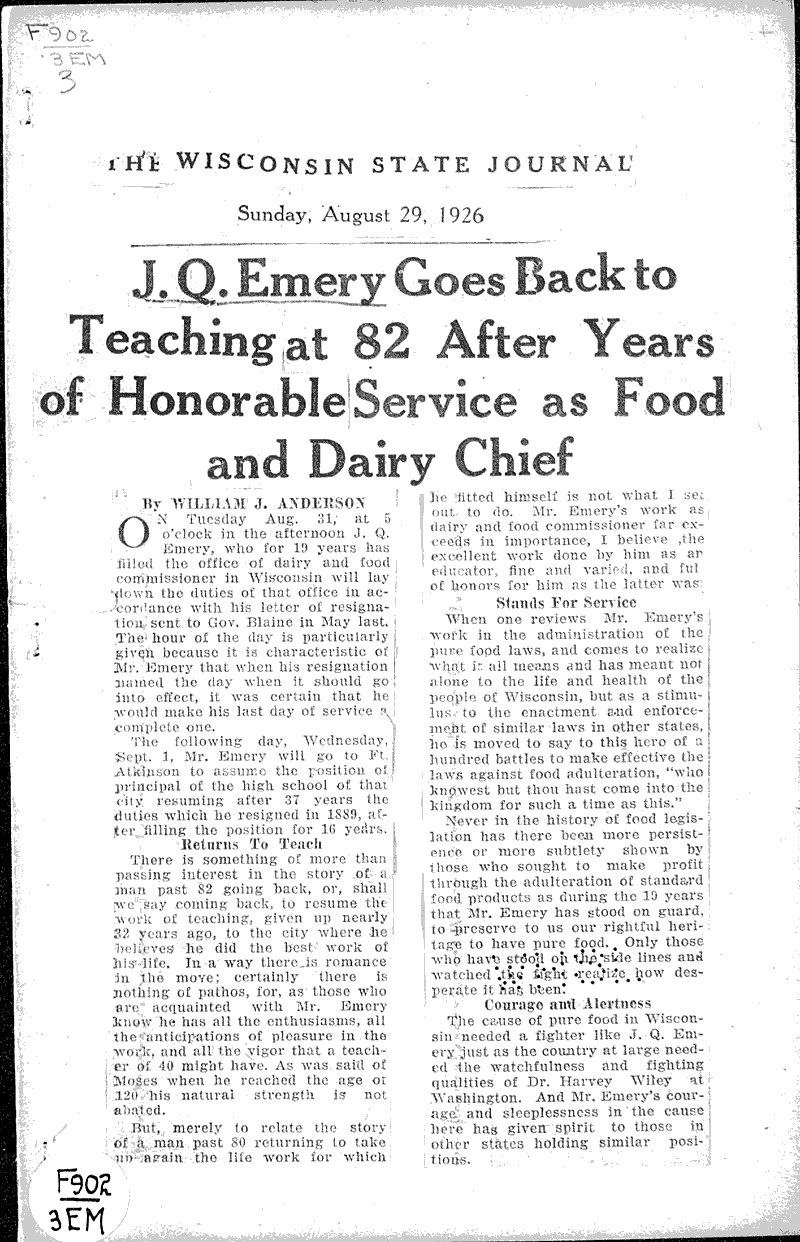  Source: Wisconsin State Journal Topics: Agriculture Date: 1926-08-29