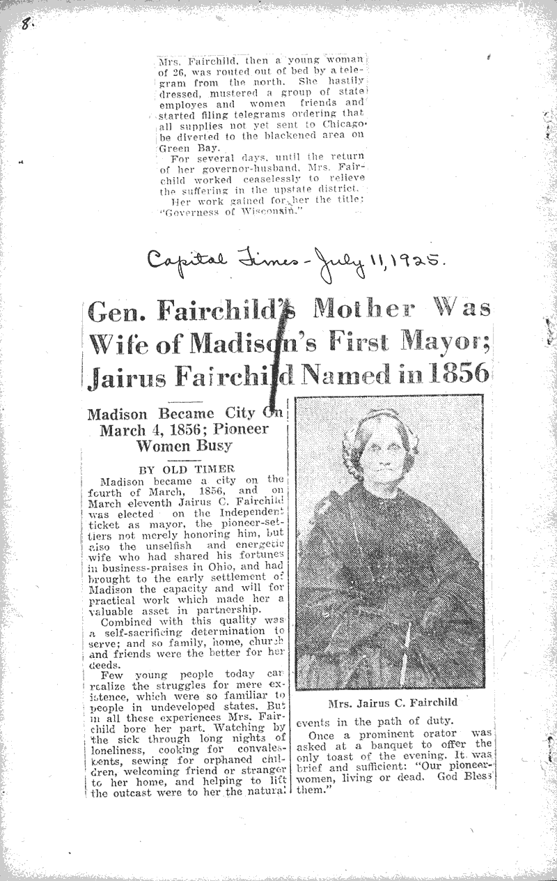  Source: Capital Times Date: 1925-07-09