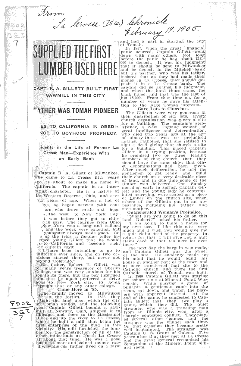  Source: La Crosse Chronicle Date: 1905-02-19