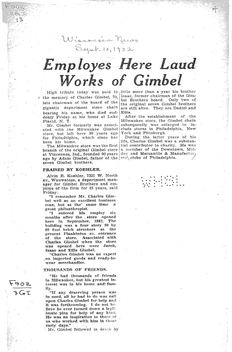  Source: Wisconsin News Topics: Industry Date: 1932-09-10