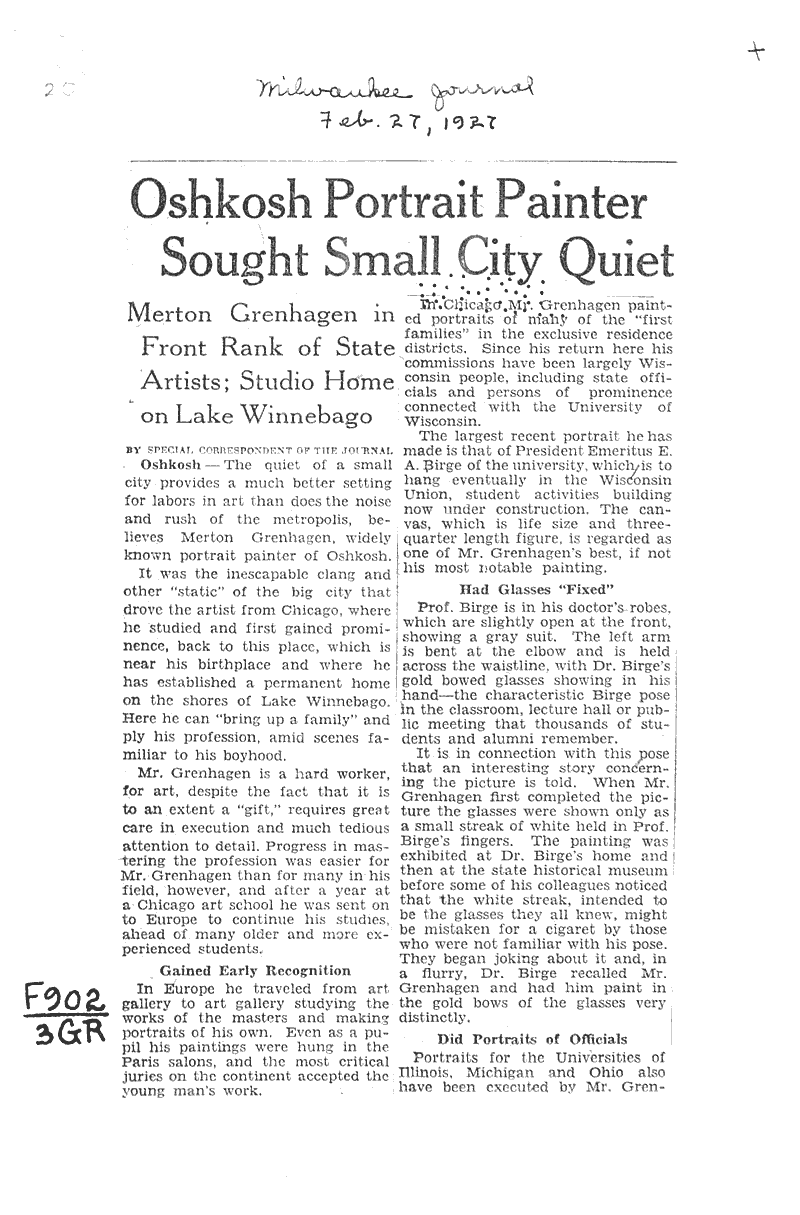  Source: Milwaukee Journal Topics: Art and Music Date: 1927-02-27