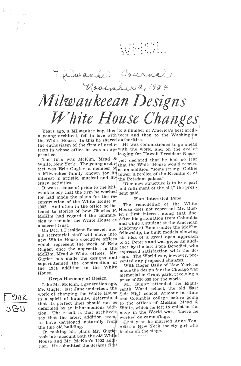  Source: Milwaukee Journal Topics: Architecture Date: 1934-11-02