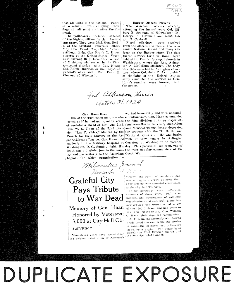  Source: Milwaukee Journal Topics: Wars Date: 1924-11-11
