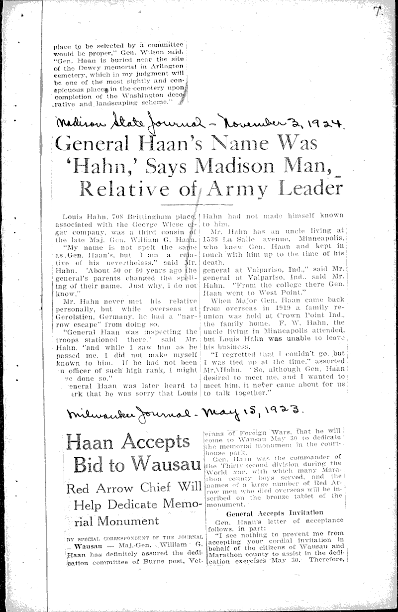 Source: Milwaukee Journal Topics: Wars Date: 1923-05-15