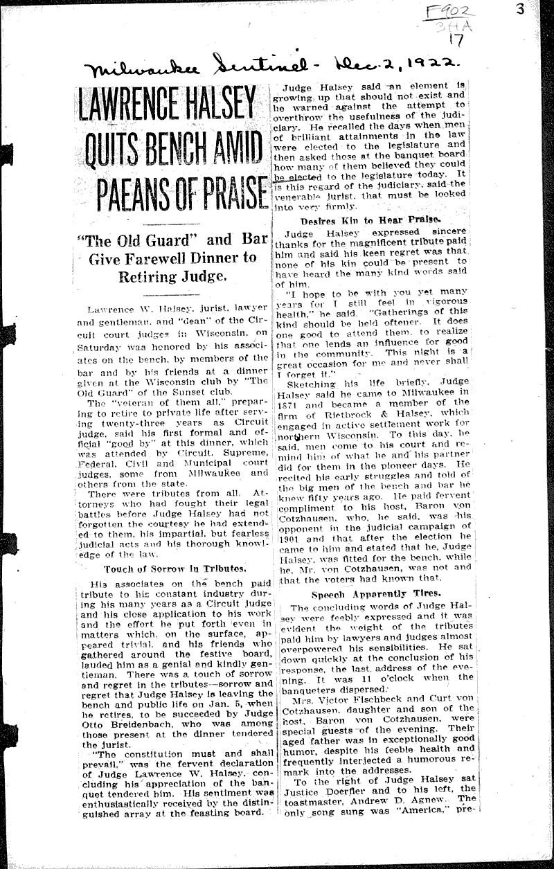  Source: Milwaukee Sentinel Topics: Government and Politics Date: 1922-12-02