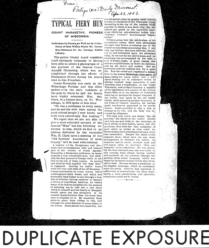  Source: Portage Daily Democrat Topics: Immigrants Date: 1903-04-23