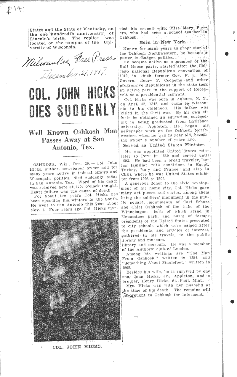 Source: Milwaukee Free Press Date: 1917-12-21