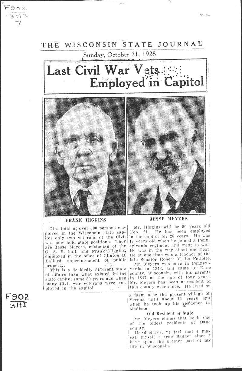  Source: Wisconsin State Journal Topics: Civil War Date: 1928-10-21