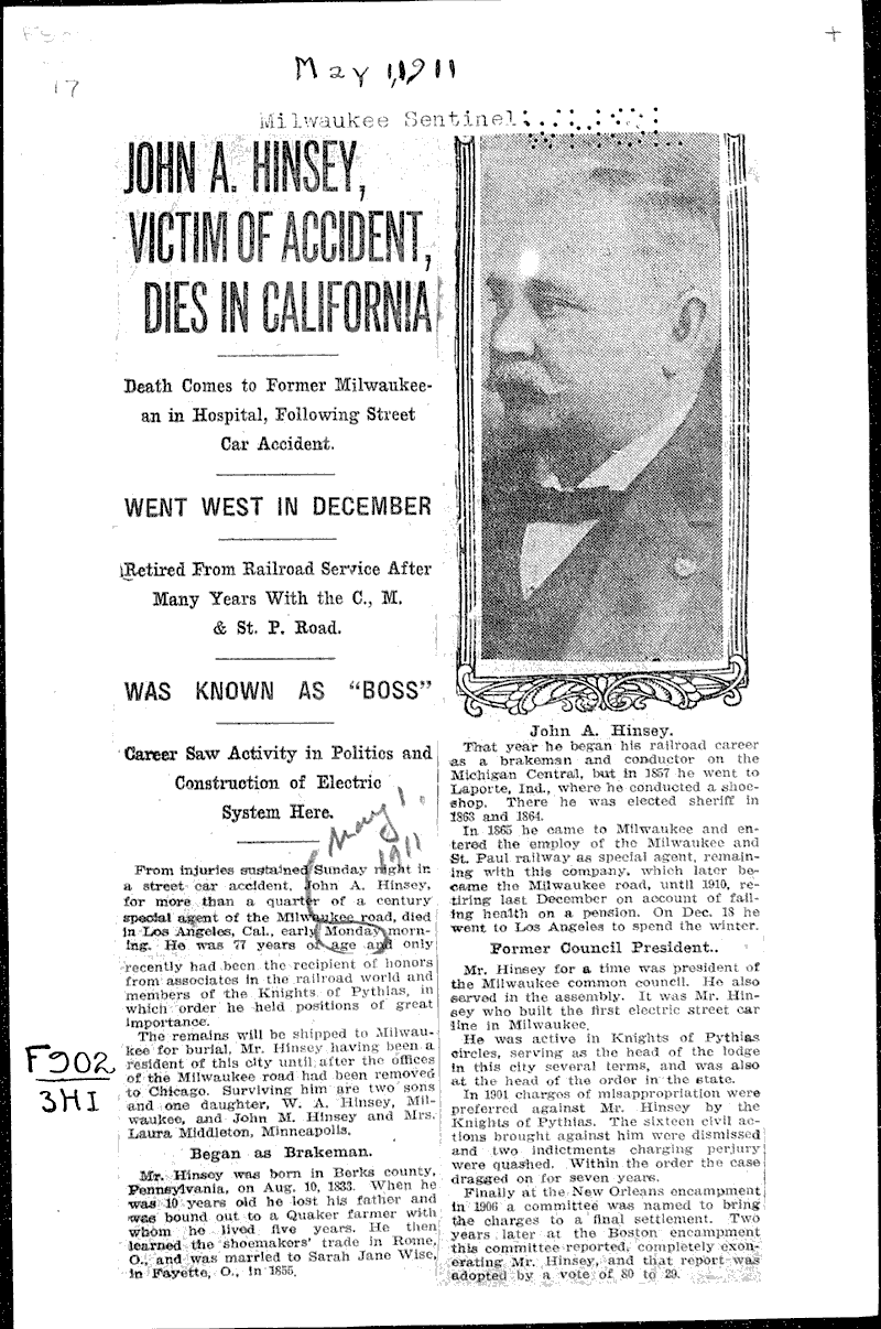  Source: Milwaukee Sentinel Date: 1911-05-11