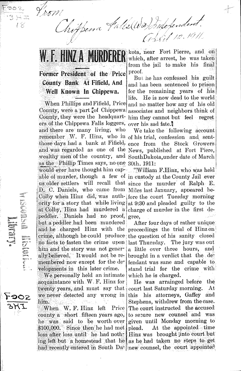  Source: Chippewa Falls Independent Date: 1911-04-12