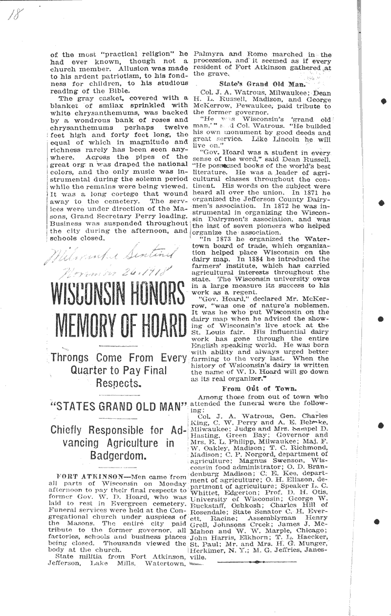  Source: Milwaukee Sentinel Date: 1918-11-26