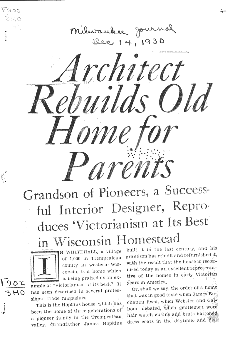  Source: Milwaukee Journal Topics: Architecture Date: 1930-12-14