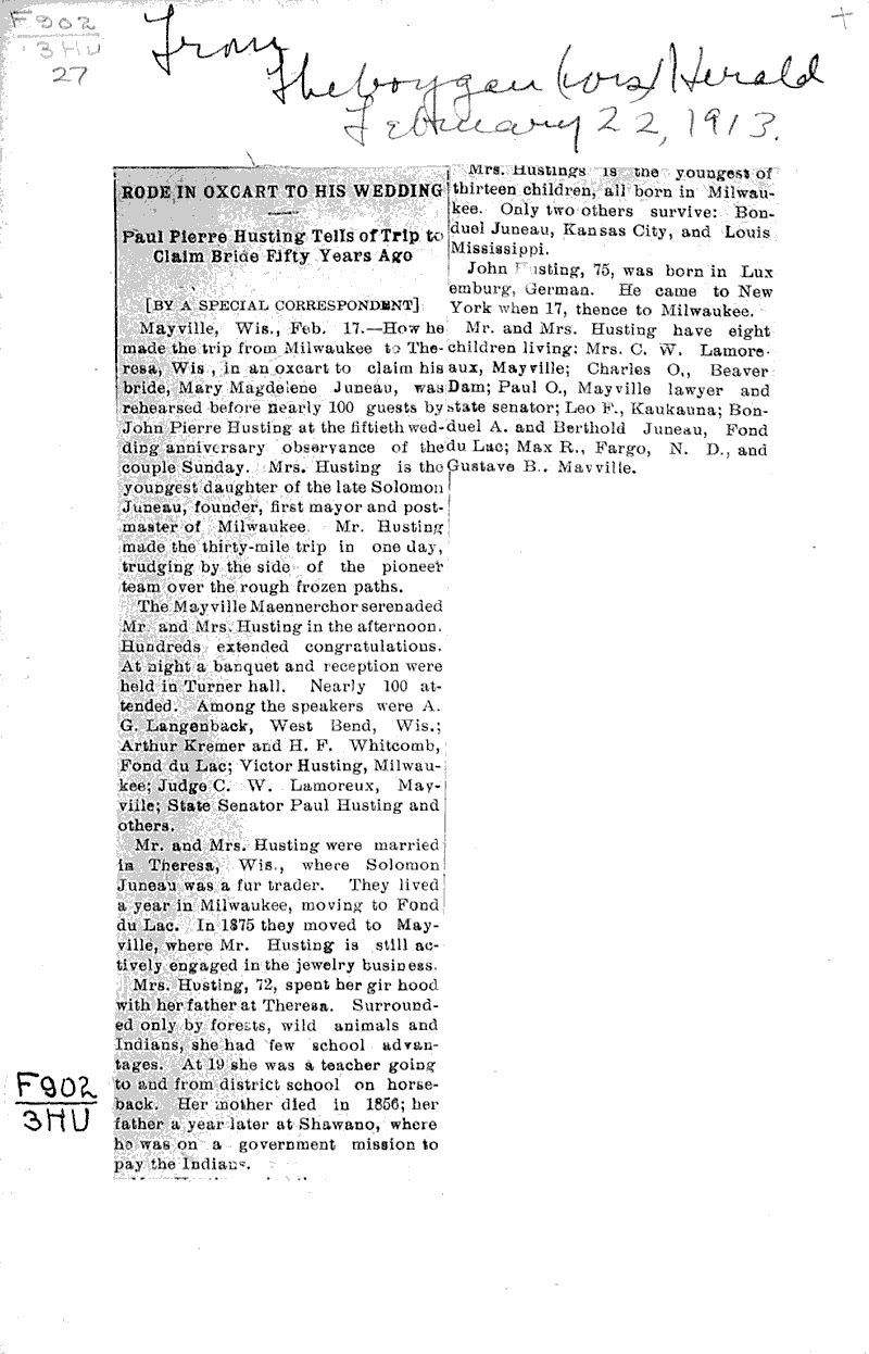  Source: Sheboygan Herald Date: 1913-02-22