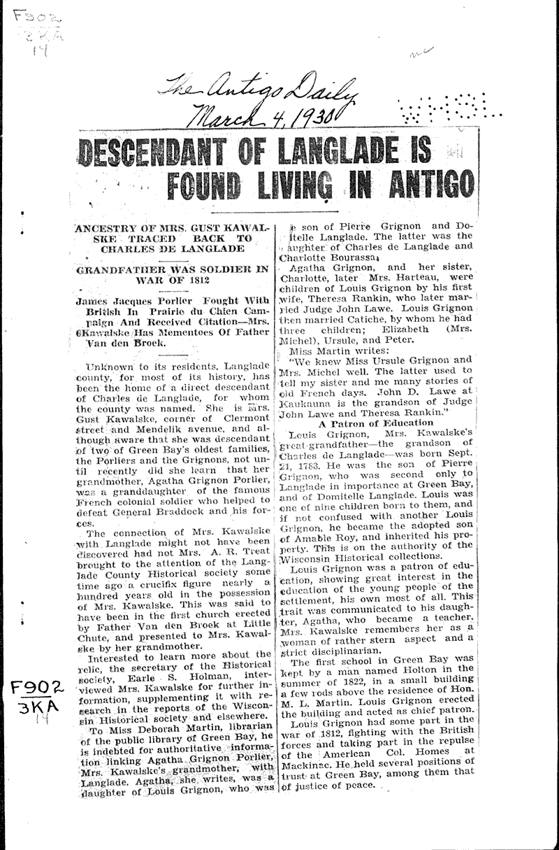  Source: Antigo Daily Journal Date: 1930-03-04