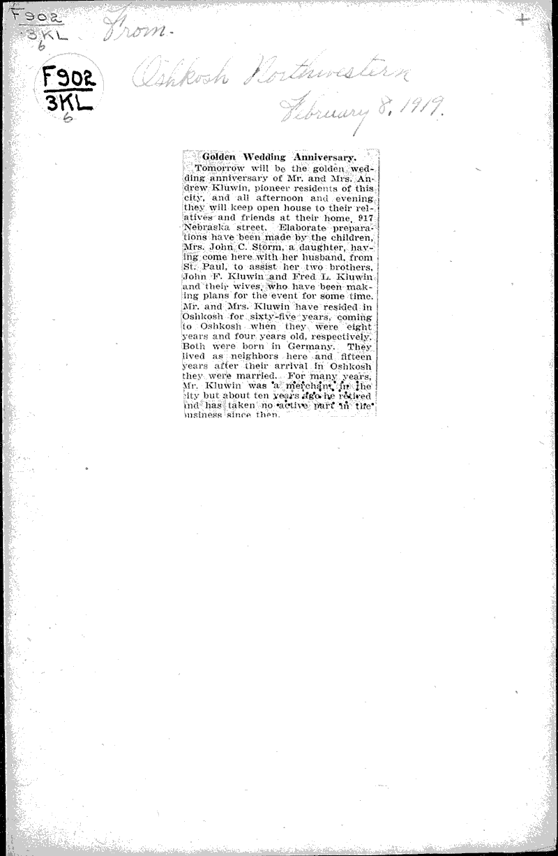  Source: Oshkosh Northwestern Date: 1919-02-08