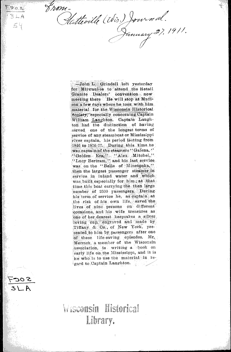 Source: Platteville Journal Date: 1911-01-27