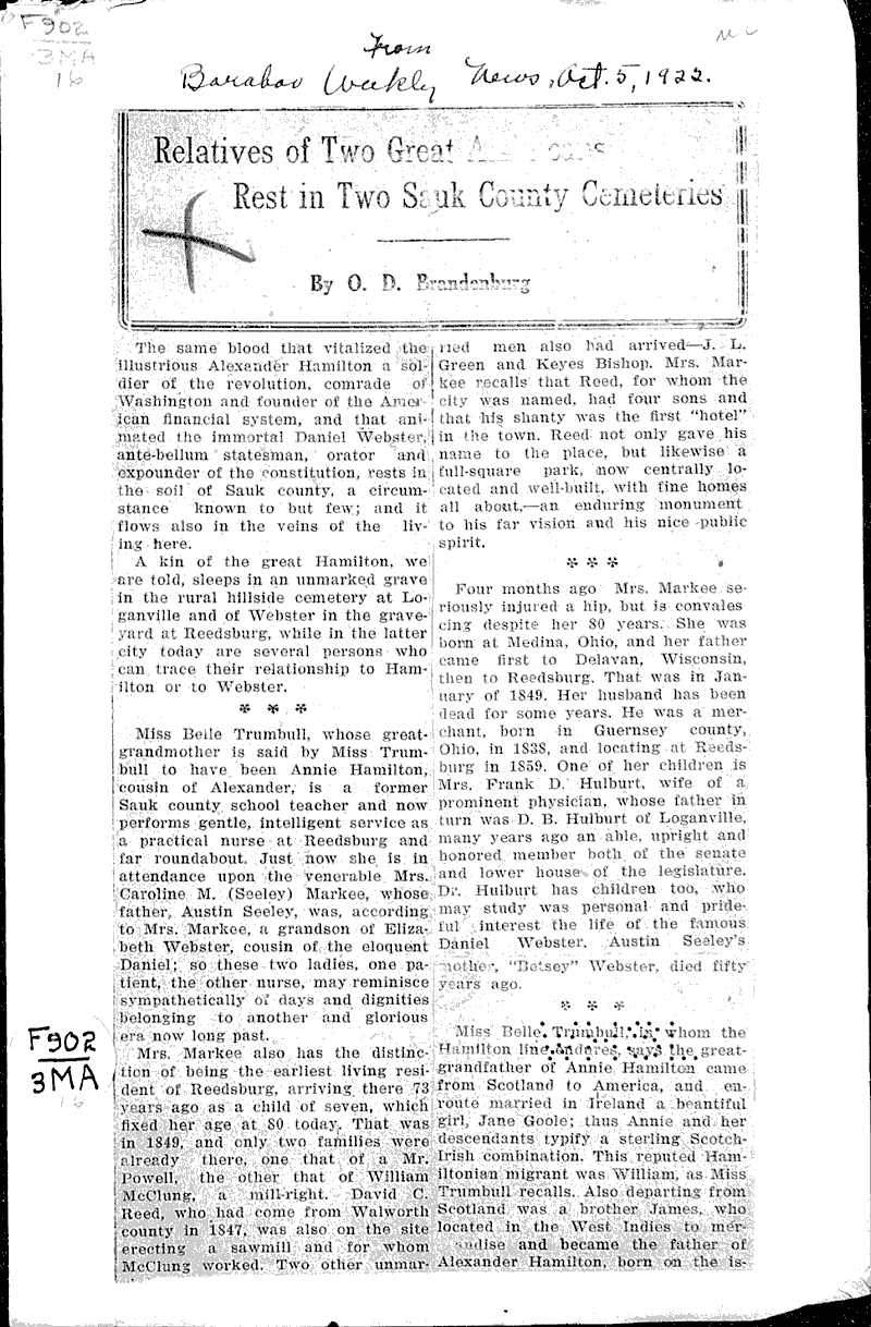  Source: Baraboo Weekly News Date: 1922-10-05