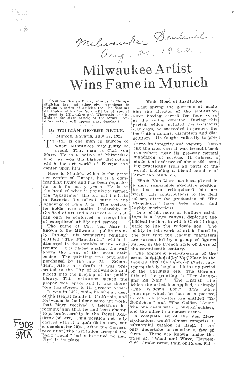  Source: Milwaukee Sentinel Topics: Art and Music Date: 1922-08-20