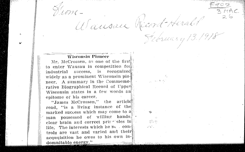  Source: Wausau Record-Herald Date: 1918-02-13